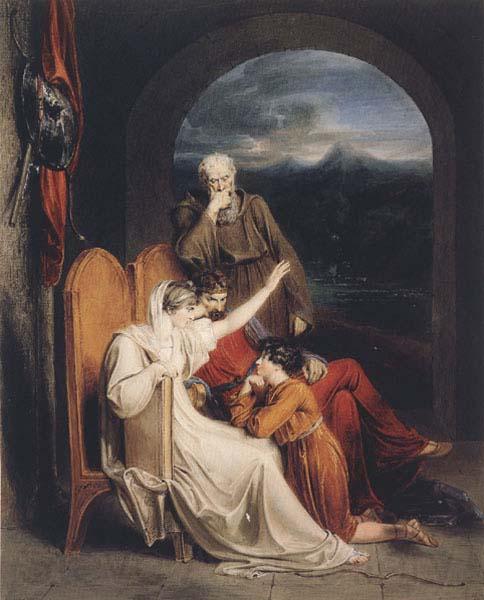 Richard Westall Queen Judith reciting to Alfred the Great (mk47) Norge oil painting art